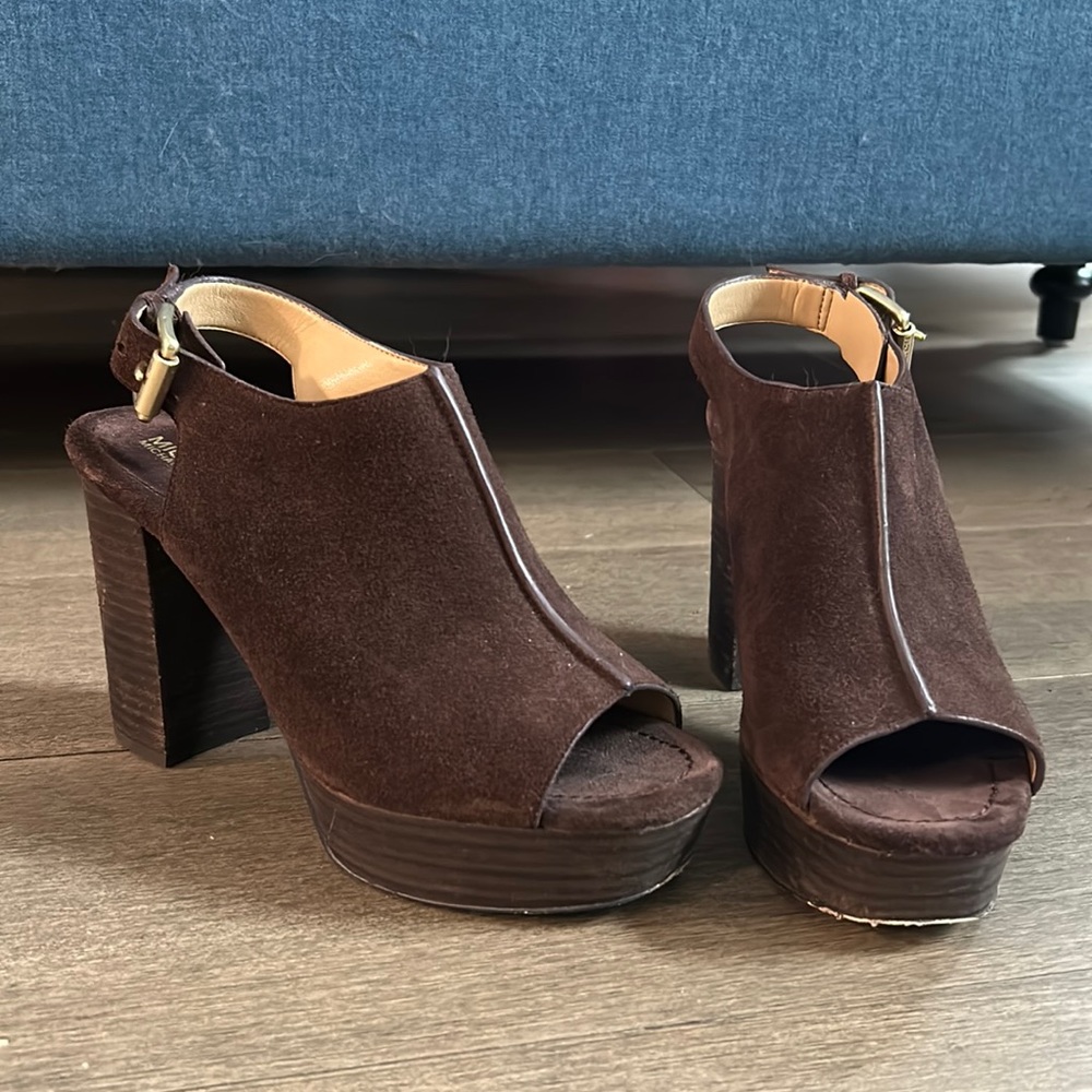 Brown Suede MK Retro Heels